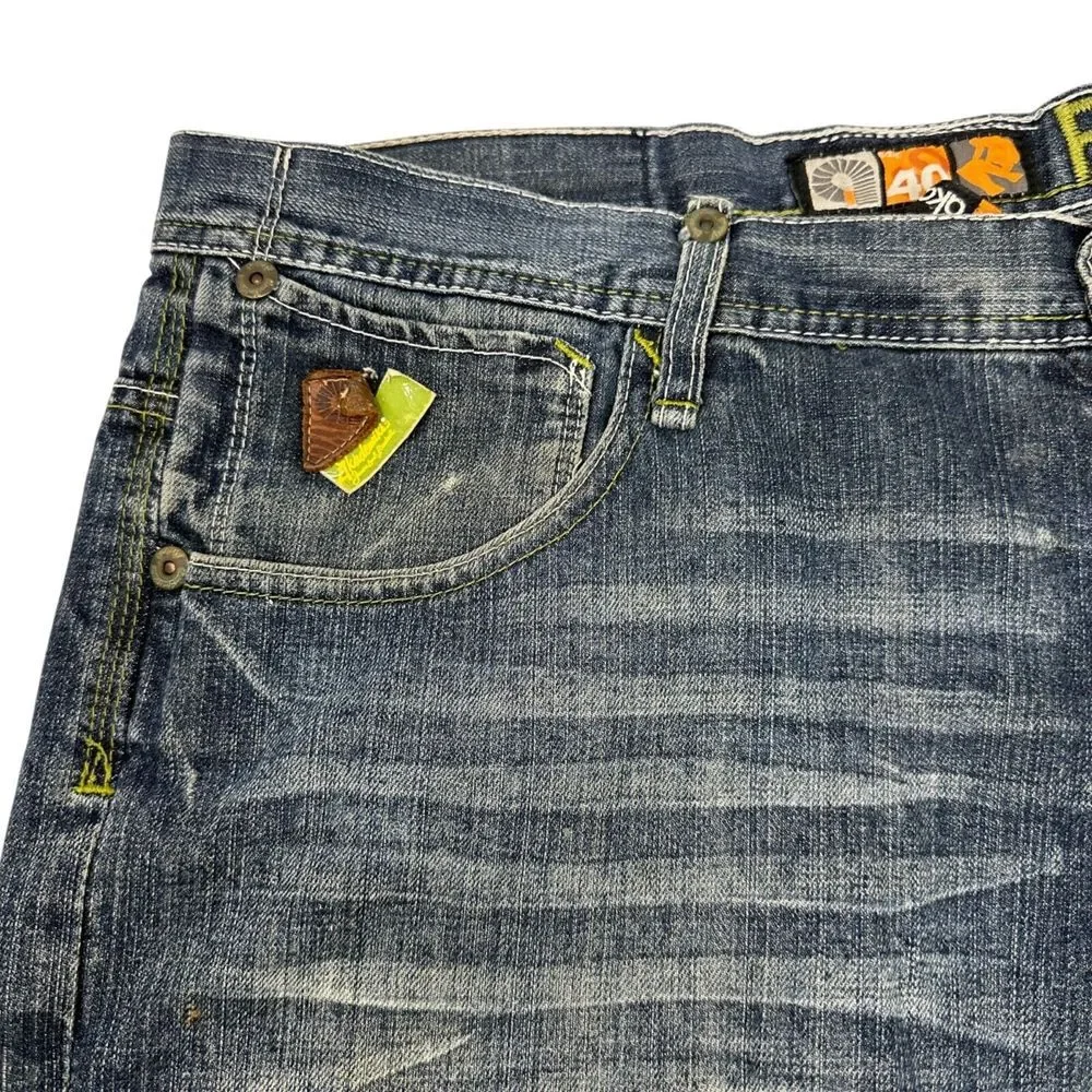 AKADEMIKS Vintage Jean Shorts Embroidered Skater Hip Hop Jorts‎ Baggy Sz 40